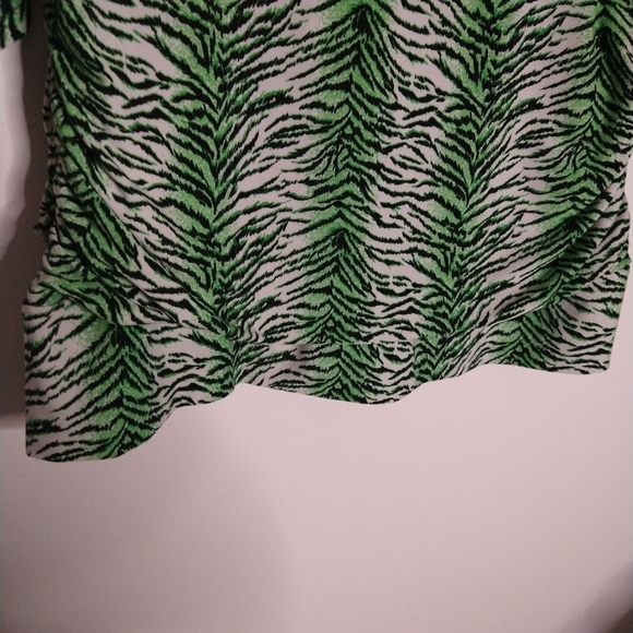 Peter Nygard Medium Petite Zebra Green Top - Picture 3 of 4